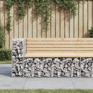 vidaXL Patio Bench Gabion Design 48 in.x28 in.x25.8 in. Solid Wood Pine - 1 of 4