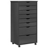 vidaXL Rolling Cabinet Grey Solid Pine Wood, Engineered Wood, Plastic - 2 of 4