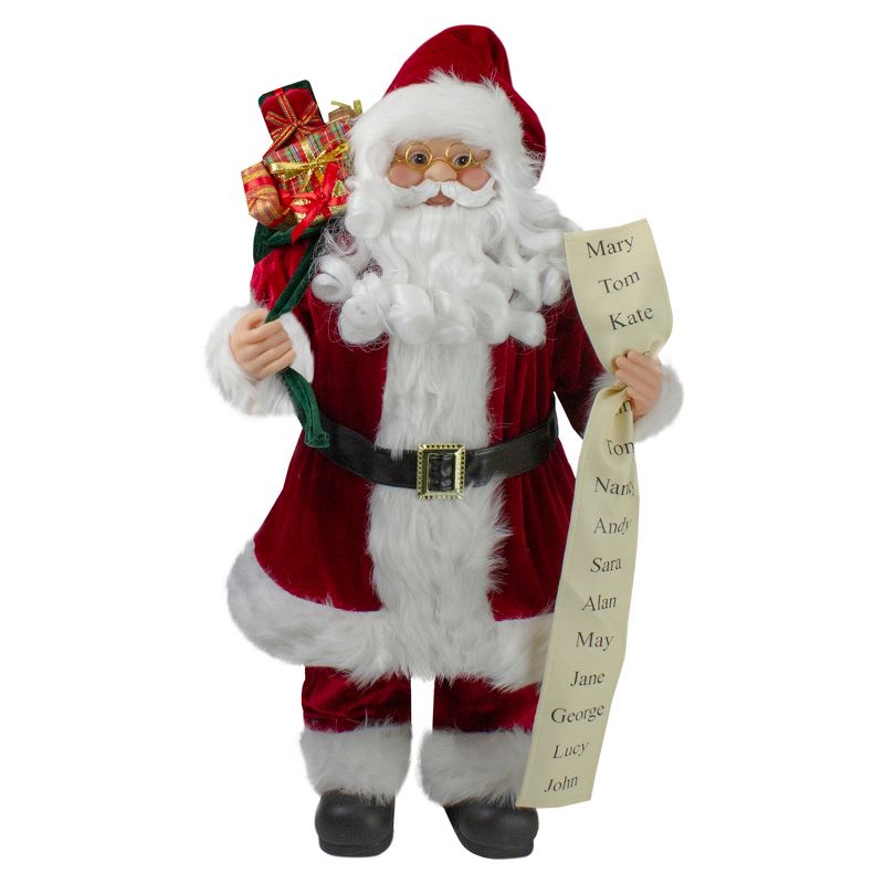 Northlight 24" Santa Claus with Bag of Gifts and Naughty or Nice List Christmas Figure, 1 of 6
