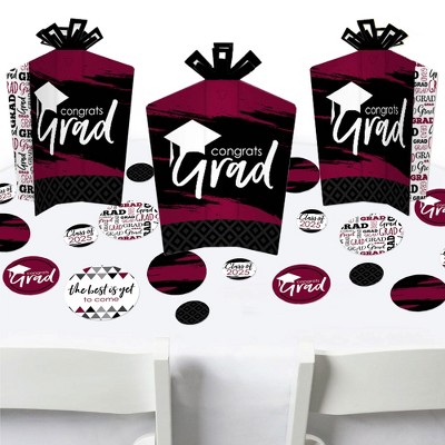 Big Dot of Happiness Maroon Grad Best is Yet to Come - 2025 Burgundy Graduation Party Decor and Confetti - Terrific Table Centerpiece Kit - Set of 30
