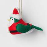 Featherly Friends Fabric Bird Dressed as Santa Christmas Tree Ornament Red/White/Green - Wondershop™