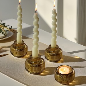 Kate Aspen 2-In-1 Fluted Colored Glass Taper Candlestick Candle Holders (Set of 4) - 1 of 4