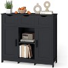 Zevemomo Modern Farmhouse Sideboard Buffet Cabinet with Drawer & Adjustable Shelf, Kitchen Storage & Coffee Bar Cabinet for Dining Room, Black - 2 of 4