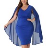 Agnes Orinda Women's Plus Size V Neck Ruched Wedding Wear to Work Bodycon Dresses - 2 of 4