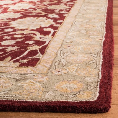 Anatolia Red and Moss 8' x 10' Wool Handmade Tufted Area Rug