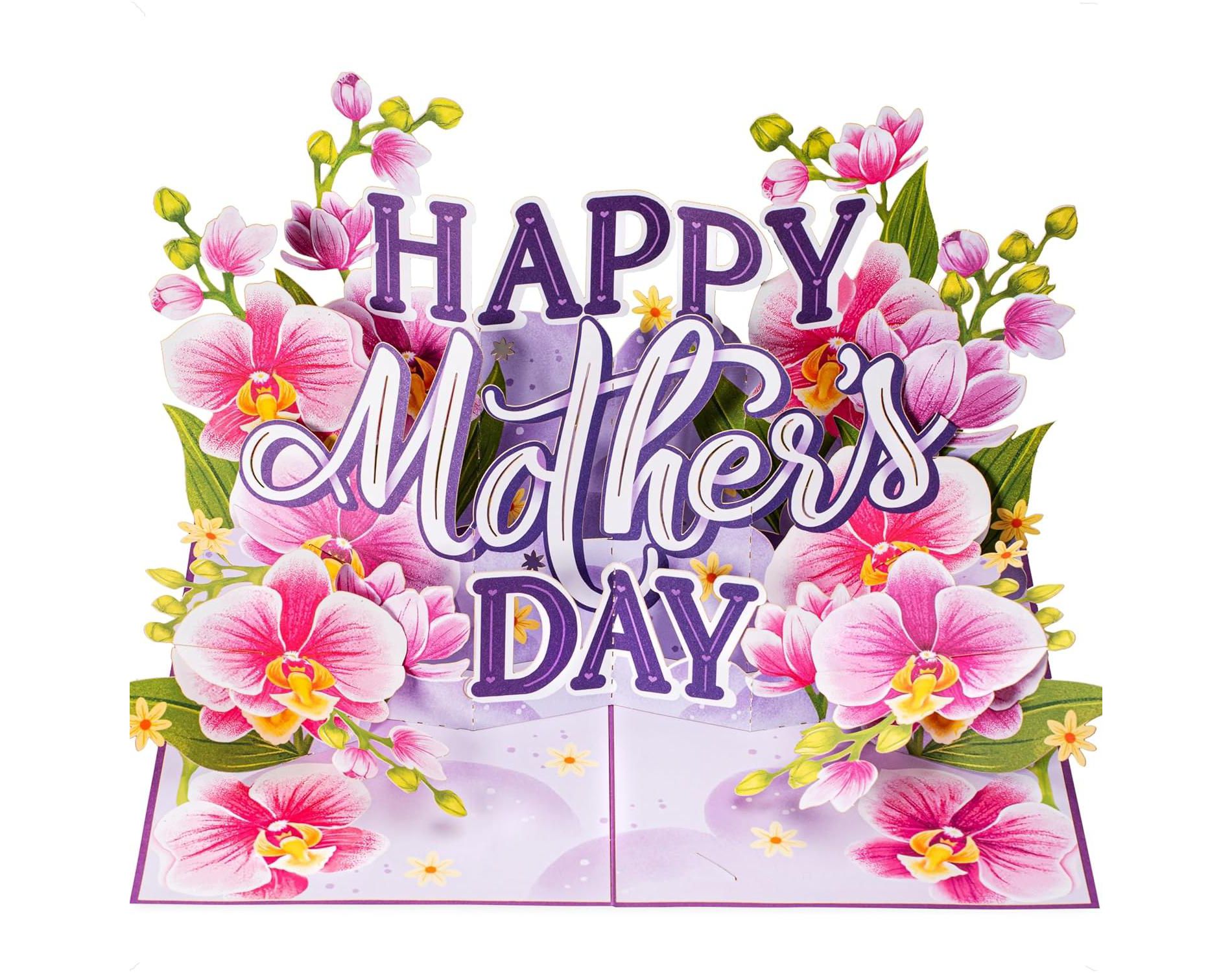 Pop Up Mothers Day Card, Happy Mother's Day Orchids  - 5" x 7"
