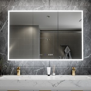 48 in. x 32 in.Built-in or wall-mounted Defogging and Dimming Mirror Cabinet Adjustable Shelf with Outlet and USB - 1 of 4