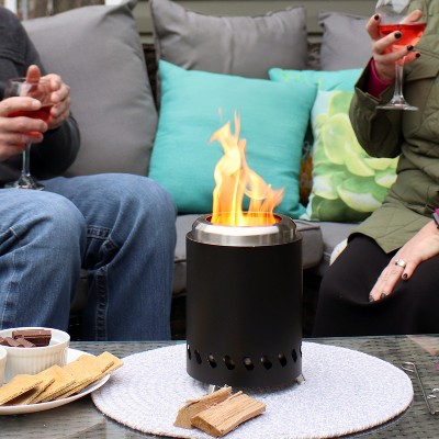 Compact Black Stainless Steel Tabletop Smokeless Fire Pit