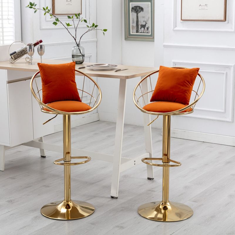 Set of 2 Modern Style 360 Degree Swivel Bar Stools with Metal Adjustable Base - ModernLuxe, 2 of 12