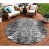 Gray Charcoal And Silver Abstract Washable Indoor Outdoor Area Rug - 2 of 4