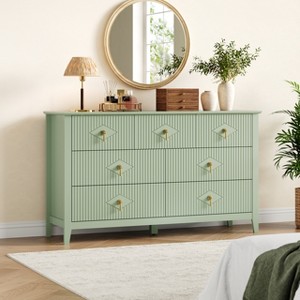 Dresser for Bedroom with 7 Drawers, 54" Wide Modern Chest of Drawers with Metal Handle, Wood Drawer Organizer for Bedroom, Living Room, Hallway - 1 of 4