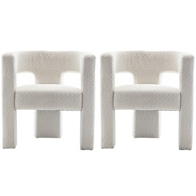 Set of 2 28" Wide Boucle Upholstered Square Armchair - Kinwell