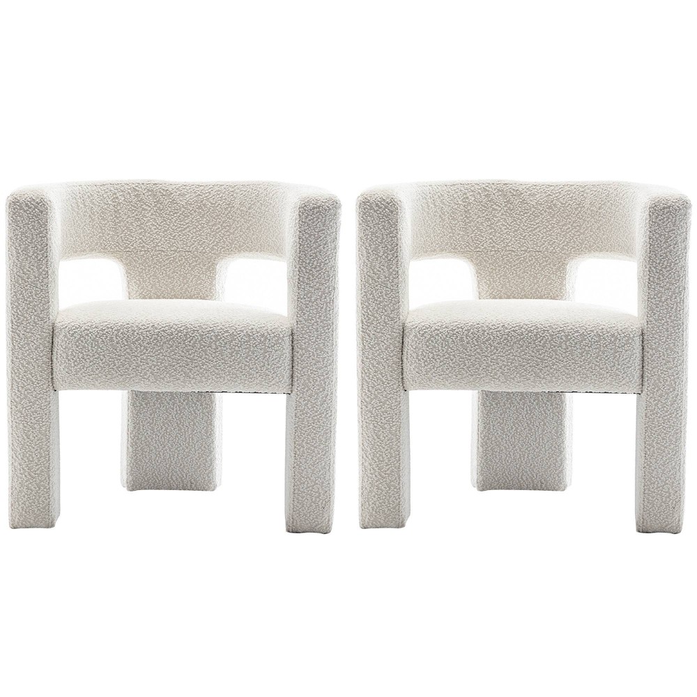 Photos - Sofa Set of 2 28" Wide Boucle Upholstered Square Armchair Cream - Kinwell