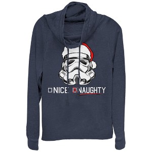 Juniors Womens Star Wars Stormtrooper Naughty List Cowl Neck Sweatshirt - 1 of 3
