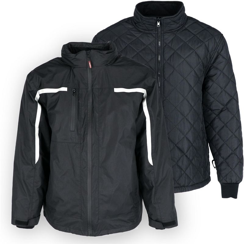 RefrigiWear Men's 3-in-1 Waterproof Insulated Rain Jacket System Raincoat with Detachable Hood, 1 of 10