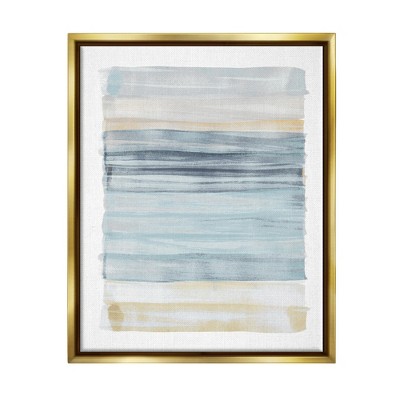 Stupell Industries Tranquil Blue Beige Stripes Pattern Casual Painting