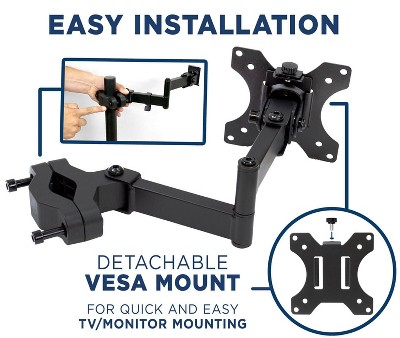 Black Steel Full Motion VESA Pole Mount for 32" TVs and Monitors