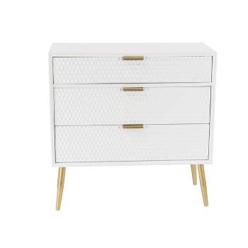 Modern 3 Drawer Wooden Chest with Knob Pulls White - Olivia & May