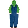 Nintendo Super Mario Bros Luigi Boys Zip-Up Long Sleeve Fleece Onesie Coverall - Green/Blue, 14/16 - 3 of 4