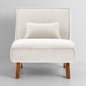 Art Leon Fabric Upholstered Accent Slipper Chair with Removable Pillow and Wood Legs - 1 of 4