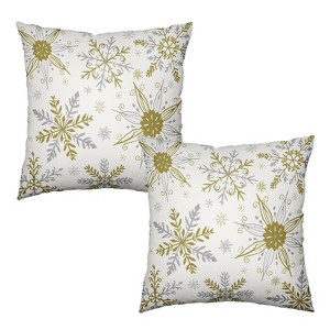 Christmas Snowflake Pillow Covers White Gold Gray Xmas Throw Pillow Cases 18x18 Set of 2 - 1 of 3