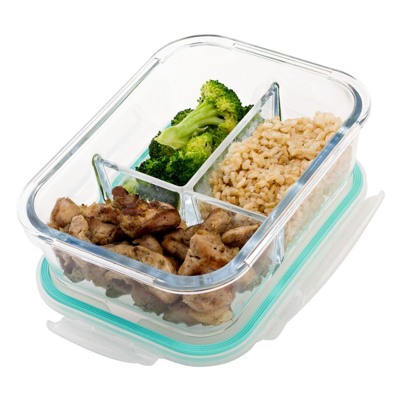 Lexi Home 3-Compartment 35 oz. Glass Meal Prep Container, 4 of 6