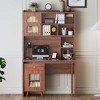 CENGHU Computer Desk with 90 Degree Rotating Desktop, Home Office Desk with Drawer and Cabinets, Gaming Desk with Shelves, Writing Desk for Study - 3 of 4