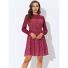 Allegra K Women's Mock Neck Long Sleeve Gilding Metallic Party Dress - 3 of 4