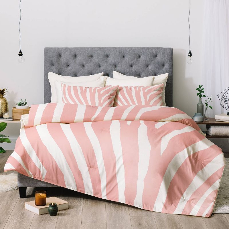 Natalie Baca Zebra Stripes Rose Quartz Comforter Set, 3 of 8
