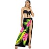 LA LEELA Women's Long Vacation Beachwear Bathing Suit Skirts Sarong Wrap Swimwear Cover up Wraps One Size Black, Floral - 3 of 4