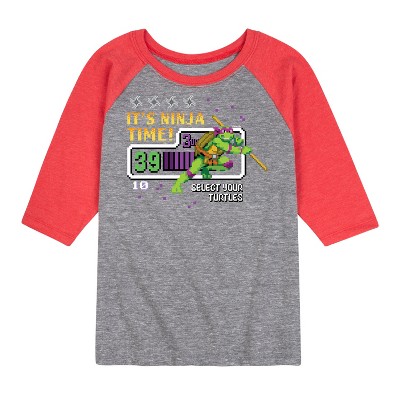 Boys' - Teenage Mutant Ninja Turtles - Its Ninja Time Donnie Raglan Graphic T-Shirt