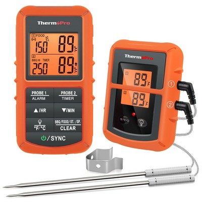 Thermopro Tp07sw Remote Meat Thermometer Digital Grill Smoker Bbq  Thermometer With A Stay-in Grill Oven Smoker Probe In Orange : Target