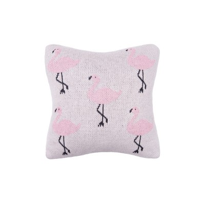 Pink Cotton Flamingo Knitted Petite Throw Pillow