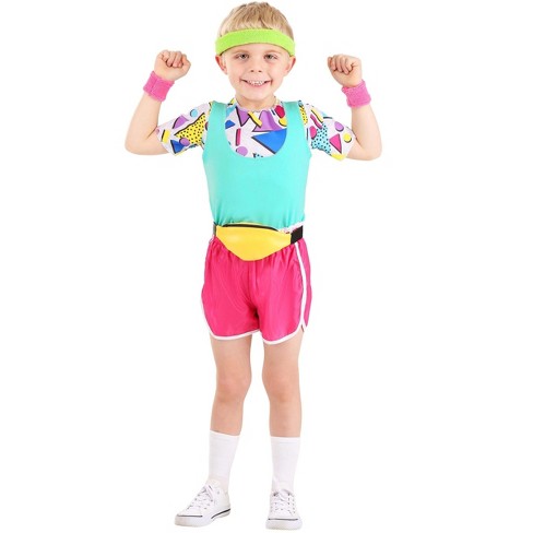 Halloweencostumes.com 4t Work It Out 80s Toddler Costume, Yellow/blue ...