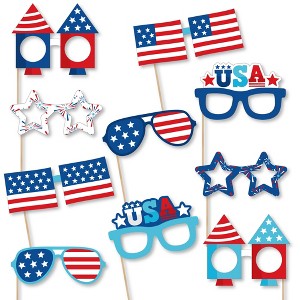 Big Dot of Happiness Firecracker 4th of July Glasses - Paper Card Stock Red, White and Royal Blue Party Photo Booth Props Kit - 10 Count - 1 of 4