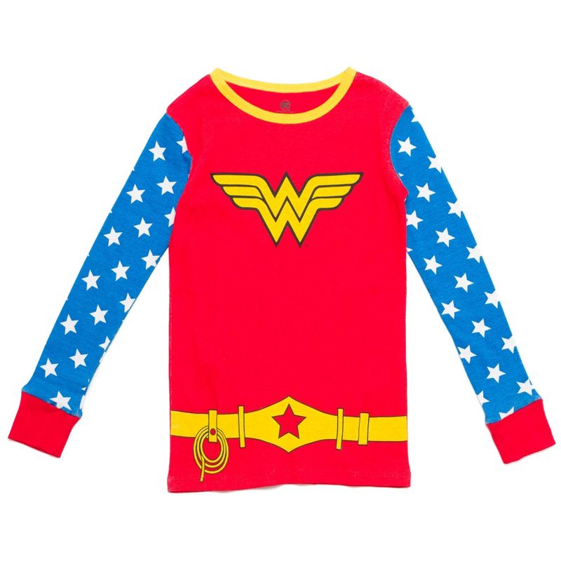 DC Comics Justice League Wonder Woman Girls Pajama Pants and Pullover Shirt Sleep Set Little Kid to Big Kid , 2 of 7