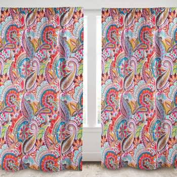 Rhapsody Paisley Lined Curtain Panel with Rod Pocket - Levtex Home