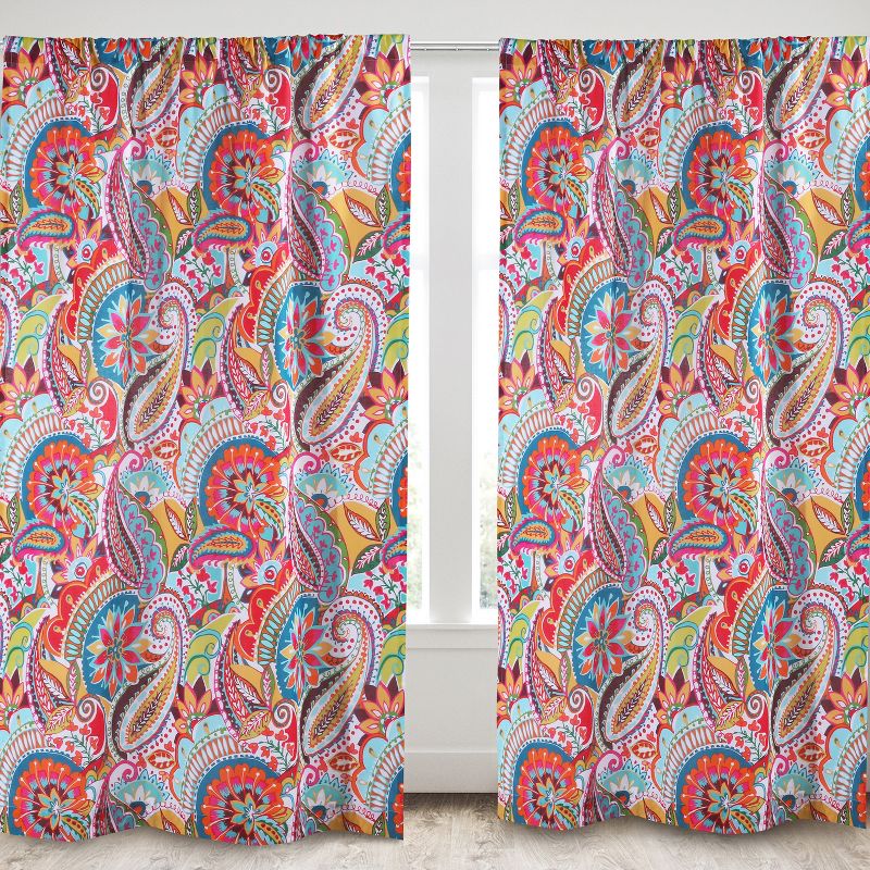 Rhapsody Paisley Lined Curtain Panel with Rod Pocket - Levtex Home, 1 of 4