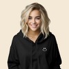Dalix Smile Face Embroidered Fleece Cropped Hoodie Cold Fall Winter Women - 4 of 4
