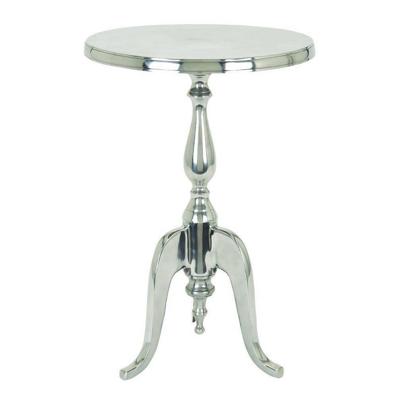 Aluminum Accent Table with Pedestal Base Silver - Benzara, 1 of 8
