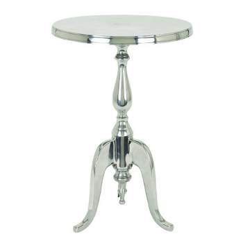 Aluminum Accent Table with Pedestal Base Silver - Benzara