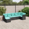vidaXL Patio Sofa Set with Cushions Outdoor Furniture 7 Piece Black Poly Rattan - Modular Garden/Patio Seating - Cushioned UV-Resistant Seats - 2 of 4