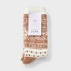 Women's Snowflake Fair Isle Double Lined Cozy Crew Socks - Auden™ Brown/Ivory 4-10 - 2 of 3