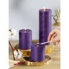 Assorted Pillar Candles Set of 3 ¨C Sizes 3", 4", 8" Unscented Dripless Large Candles, Rustic Style for Weddings, Events, Home Decor ¨C Purple - 4 of 4