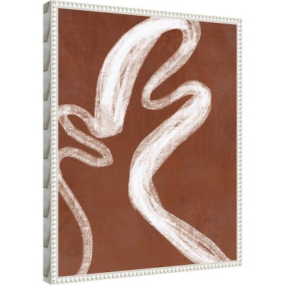 Abstract Beaded Framed Canvas Wall Art in Brown and White