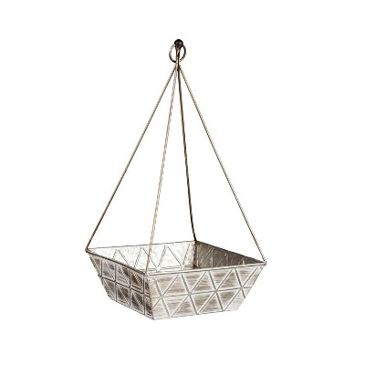Evergreen Geometric Brushed Iron Planters, Set of 2