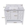 37" Modern Bathroom Vanity with Carrara Marble Top, Single Sink Cabinet with Drawer, Doors & Open Shelf for Bathroom Storage (Single Faucet Hole) - 2 of 4