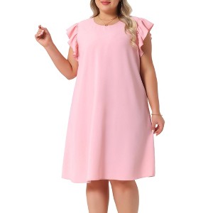 Agnes Orinda Women's Plus Size Ruffle Cap Sleeve Knee Length Beach Summer Casual A Line Dresses - 1 of 4