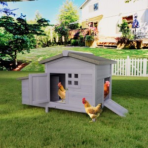 ORRD Outdoor Wooden Chicken Coop, Weatherproof with Asphalt Roof, Pull-Out Tray, Nesting Box & Multiple Secure Doors - 1 of 4