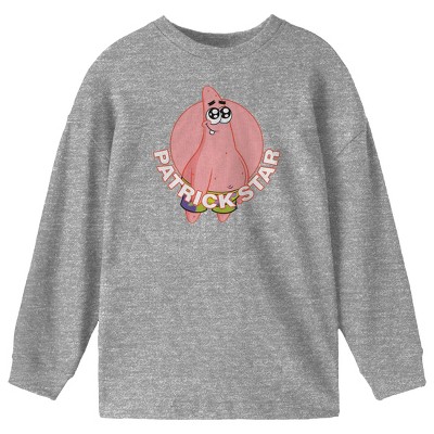 Spongebob Squarepants Patrick Star Youth Heather Gray Long Sleeve Tee 